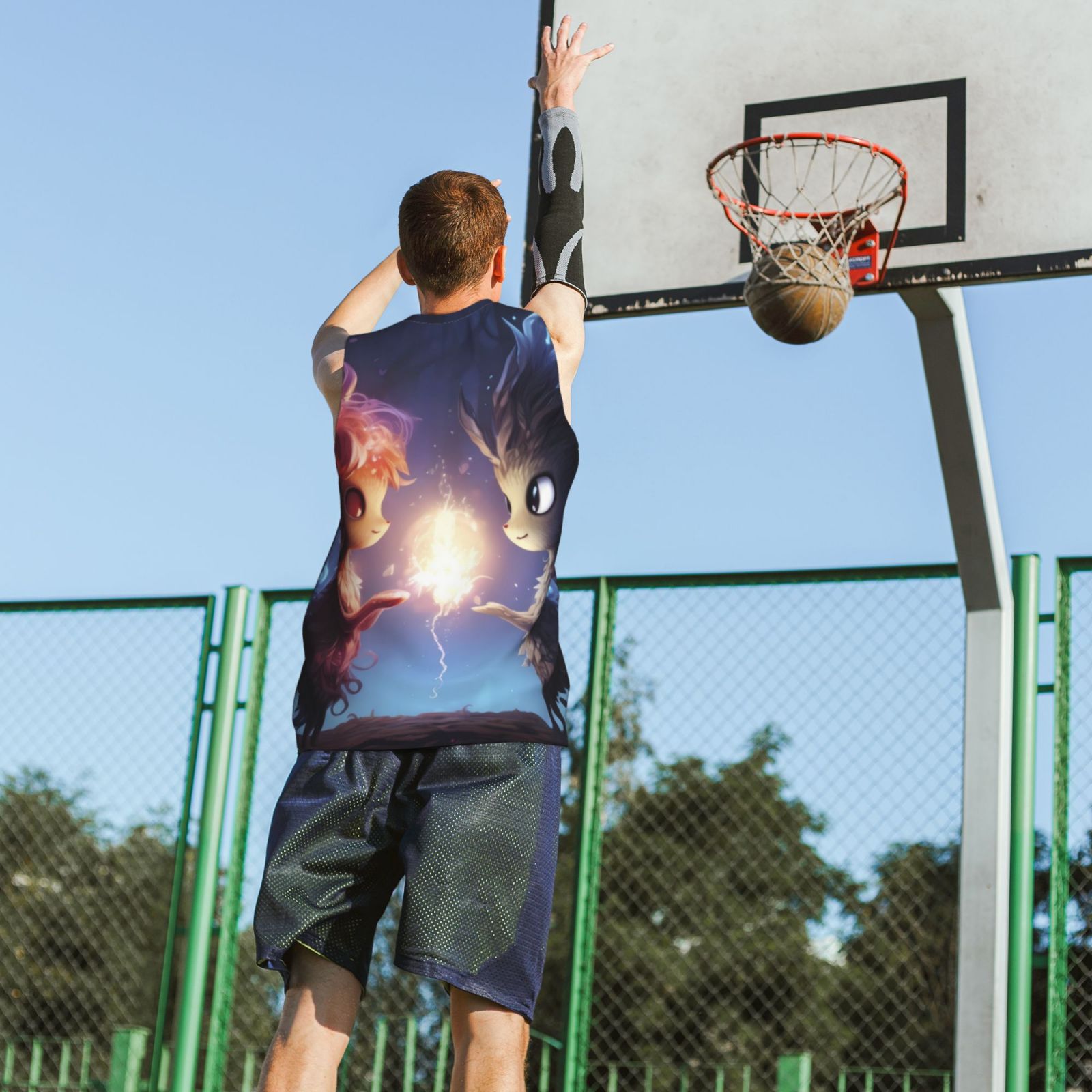 Xecao Dreamy Forest Elf print basketball shirt for both men and women, a unisex basketball jersey perfect for theme parties-Large
