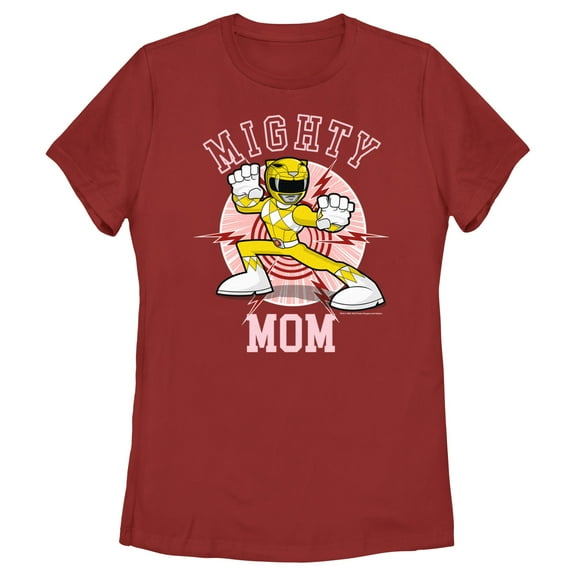 Women's Power Rangers Mighty Mom Yellow Graphic Tee Red Medium