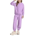 thumbnail image 2 of Zshosam Fall Outfits for Teen Girls Toddler Fall Outfits for Girl Boy Long Sleeve Hoodie Top and Long Sweatpants Set Toddler Sweatsuit Size 13T 14T,(Light Purple 13-14 Years), 2 of 9