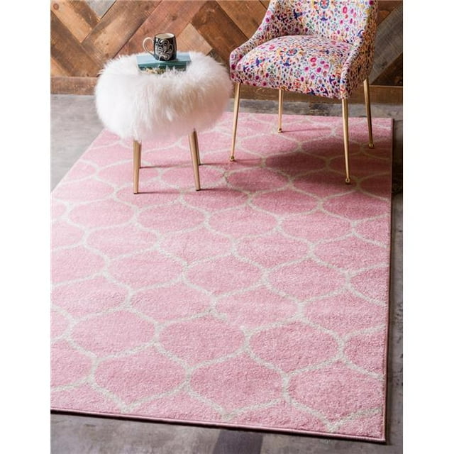 Unique Loom 3146457 2 x 3 ft. Rounded Trellis Frieze Rectangular Rug, Pink