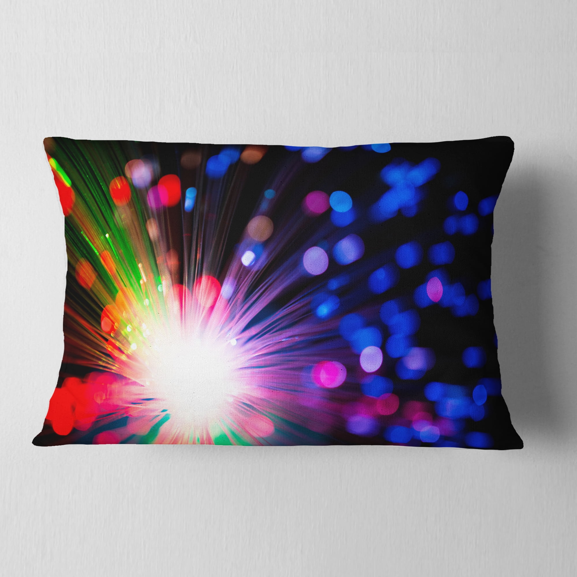 Designart Multicolor Optical Fiber Lighting - Abstract Throw Pillow - 12x20