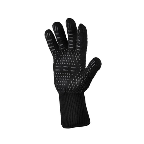 Extreme Heat Resistant BBQ Gloves, Aramid Material & Silicone Grips, 5-inch Wrist Coverage, for Grilling/Welding, Machine Washable