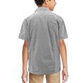 thumbnail image 2 of Boy's Embroidered Short Sleeve Wedding Baptism Kids Button-Up Guayabera Shirt (Light Grey, XS (3-4)), 2 of 2