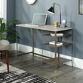 thumbnail image 3 of Sauder Center City Metal & Wood Office Desk with Open Shelves, Champagne Oak Finish, 3 of 11