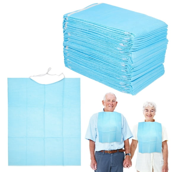 30 baberos portátiles e impermeables para bebés mayores (azul celeste)