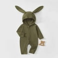 thumbnail image 5 of DHFJKG Infant Toddler Ribbed Hooded Jumpsuits Winter Clothes Long Sleeve Solid Color Button Down Onesie Newborn Lightweight Cozy One-Pieces, 5 of 6