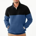 thumbnail image 3 of YATELLE Men's Mock Neck Sweatshirts Quarter Zip Quilted Sweater Color Block Long Sleeve Casual Pullover, 3 of 5