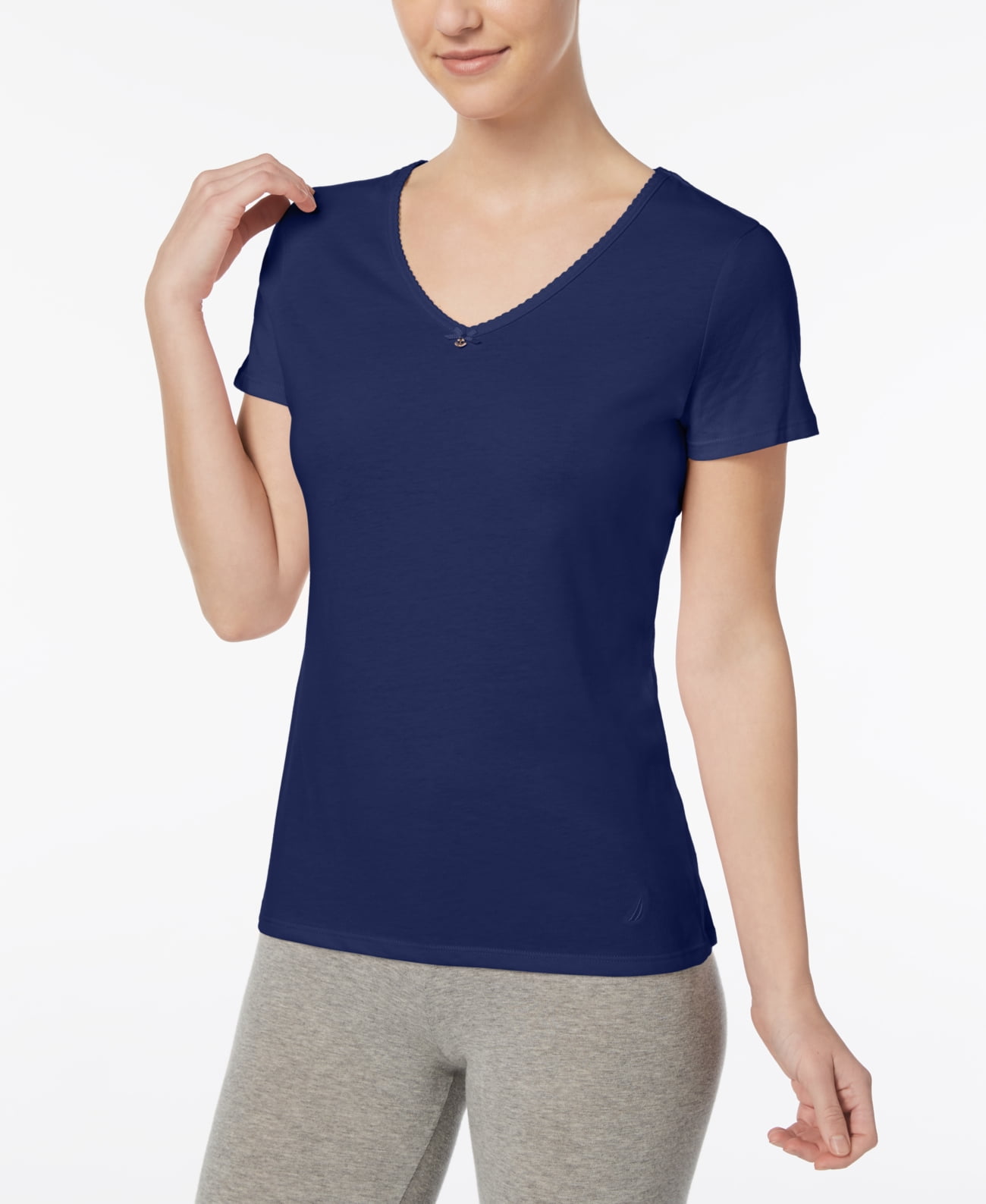 Nautica Nautica Short Sleeve VNeck Top (Navy, XXL)