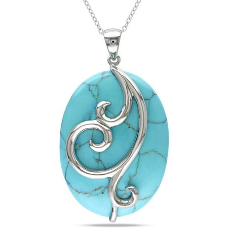 25 Carat T.G.W. Turquoise Sterling Silver Fashion Pendant, 18