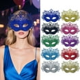 thumbnail image 3 of Xfvqtps Mardi Gras Mask for Women Masquerade Masks Half Face Flash Glitter Crown Shape Carnival Mask for Makeup Performance Ball Party Purple, 3 of 3