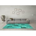 thumbnail image 3 of Ahgly Company Indoor Square Patchwork Turquoise Blue Transitional Area Rugs, 3' Square, 3 of 4