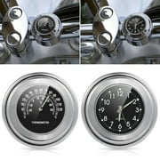 22-25mm Motorcycle Handlebar Clock Thermometer Waterproof Dial Handlebar Mount for Yamaha Kawasaki etc