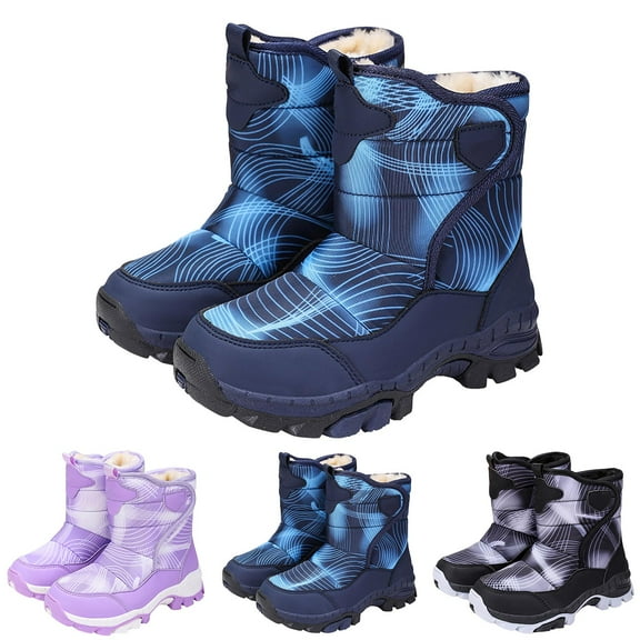 Dakaela Boys Girls Toddler Snow Boots Waterproof Non Slip Outdoor Winter Shoes Kids Fleece Lined Cold Weather Shoes with Arch Support Black 13