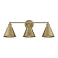 thumbnail image 3 of Trade Winds Marco 3-Light Bathroom Vanity Light in Natural Brass, 3 of 6