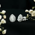 thumbnail image 4 of Rosec Jewels Pear Shape Moissanite Halo Stud Earrings - D Color VS1 Clarity, 14K White Gold, 4 of 9
