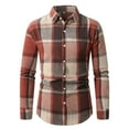 thumbnail image 7 of FDGIU 2025 Men's Fleece Flannel - Outdoor Button Down Front Shirt, Warm Plaid Long Sleeve Checkered Casual Top, 7 of 7