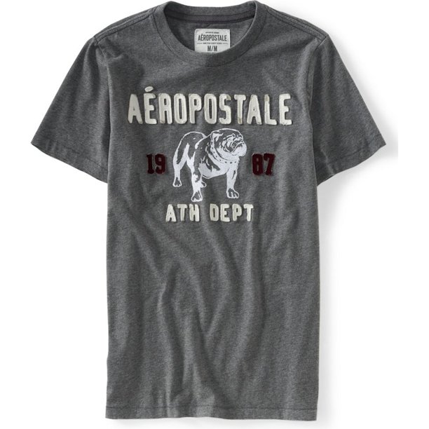 Aeropostale Mens Bulldog 1987 Camiseta gráfica, Gris, XX-Large