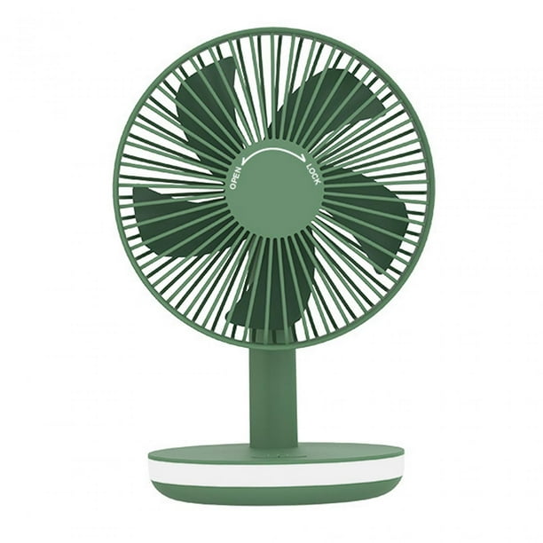 Ventilador de escritorio recargable con luz nocturna, ventilador de escritorio de 6 pulgadas para estudios compactos Verde