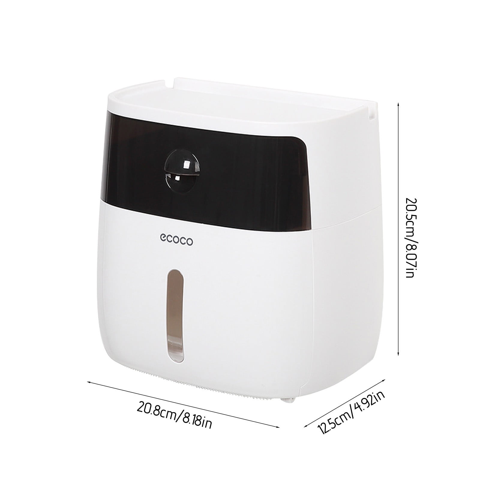 Sensor Tissue Dispenser, Automatic Paper Towel Holder, Wall Mounted Bathroom Organizer with Transparent Window, White Plastic for Kitchen and Office