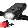 thumbnail image 1 of 8000 Lumens Bike Light Set USB Rechargeable Bicycle Headlight and Tail Light Super Bright 5LED Bike Lights for Night Riding Fits Bikes IPX5 Waterproof black, 1 of 5