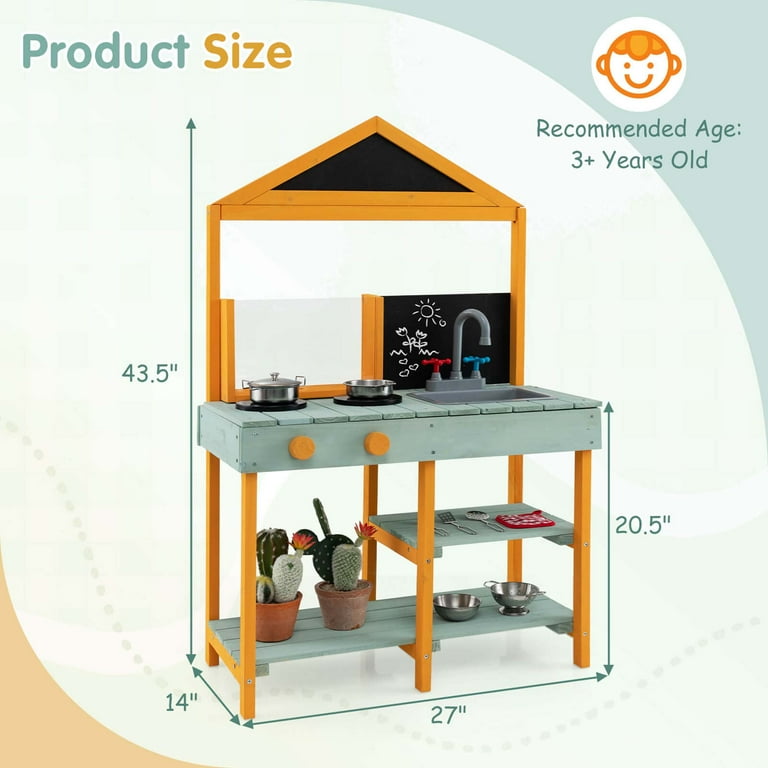 知育玩具 cocorowood marche'set Costway Kids Kitchen Playset Outdoor Mud Kitchen with Root