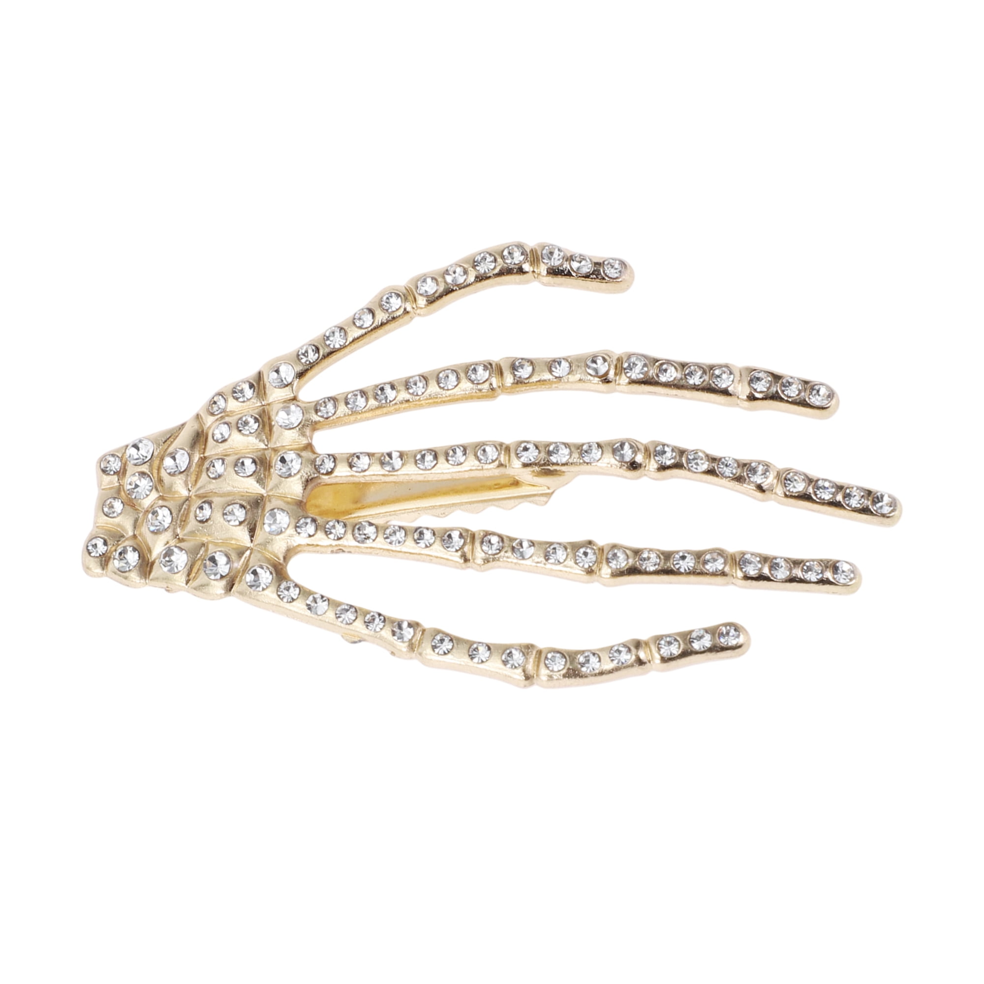 Unique Bargains Rhinestone Palm Daily Home Use Hair Clips Gold Tone