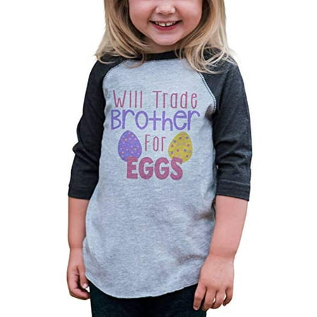 

7 ate 9 Apparel Kids Funny Sister Easter Grey Raglan