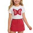 thumbnail image 2 of WAVSUF Girls Outfit Sets Crew Neck T-Shirt and Denim Skirts Trendy Butterfly Summer Casual Daily Clothes 2 Piece Hot Pink Size 7-8, 2 of 10