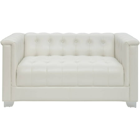 Coaster Company Chaviano 60 Loveseat Pearl White Coaster Company Chaviano 60 Loveseat Pearl White