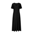 thumbnail image 4 of LMKIHUSA Eyelet Embroidery Dresses for Women Casual Simple Solid Color Sleeveless V Nevk Maxi Dresses A Line Loose Fit Comfortable Summer Long Dress 2024,Black M, 4 of 6