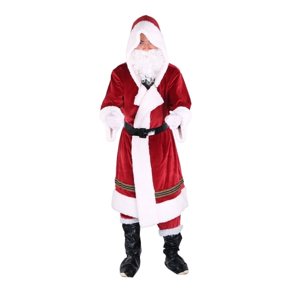 Diconna Christmas Santa Claus Costume Women Men Clothing Set Adult Suit Cosplay Party Outfit with Beard