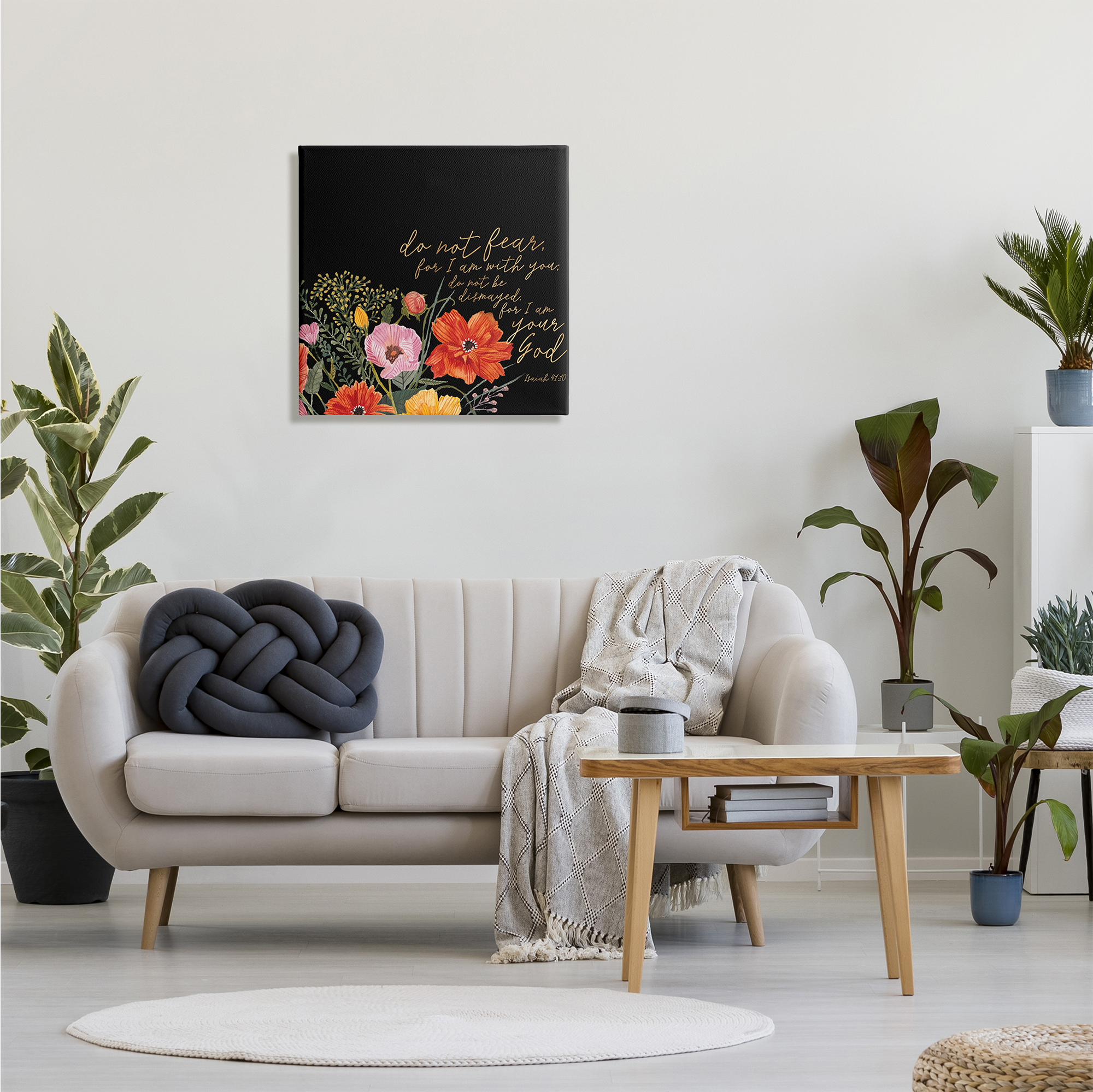 Stupell Industries Do Not Fear Proverb Isaiah 41:10 Blooming Flowers, 24 x 24, Designed by Studio W
