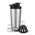 thumbnail image 1 of Botella agitadora de acero inoxidable con aislamiento para coctelera de hielo | 26 oz, acero inoxidable | Frío durante más de 30 horas | Vaso aislado con agitador giratorio | Botella sin olor para bat, 1 of 5