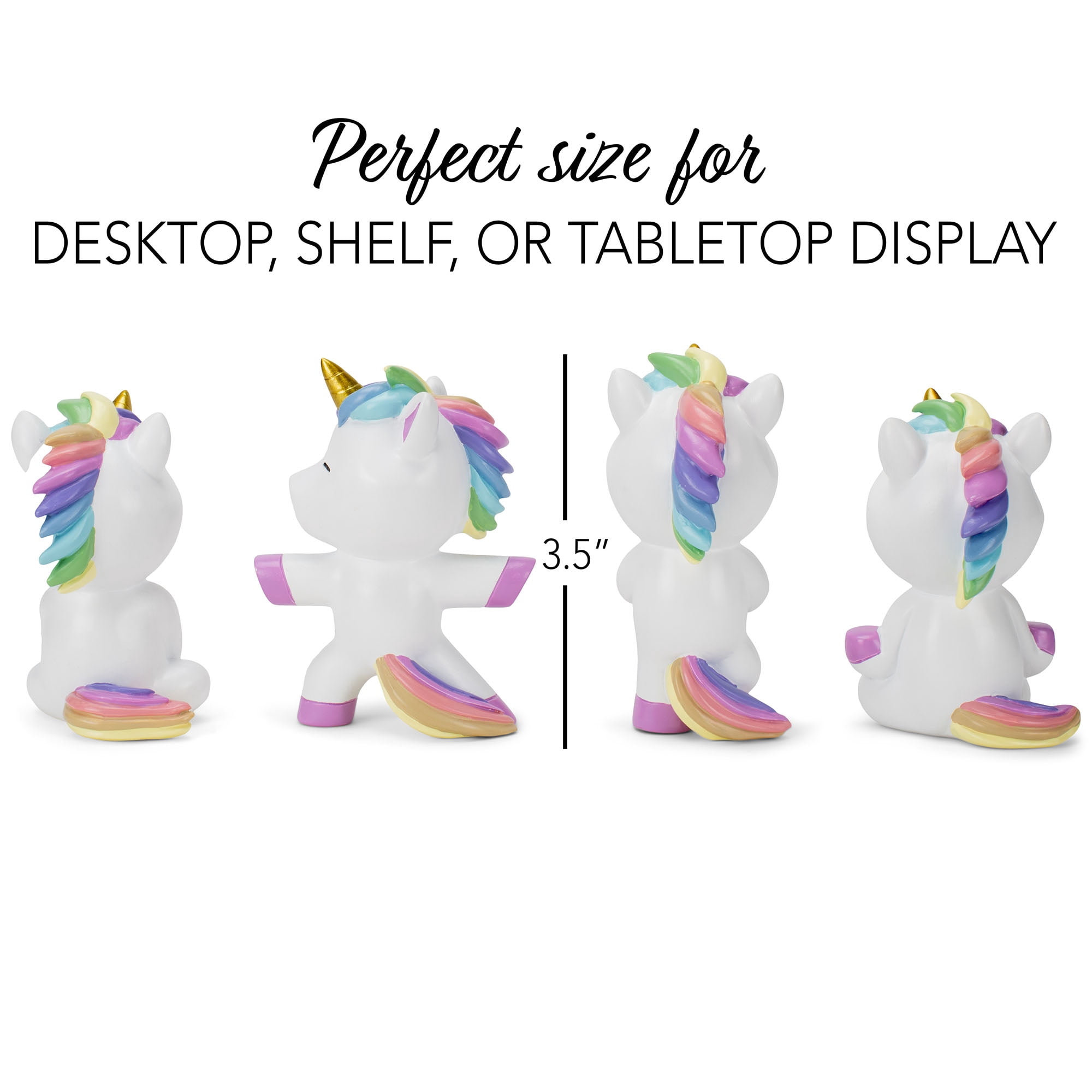 Class Collections White Yoga Unicorn 4 inch Resin Stone Collectible Figurines Set of 4