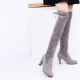 thumbnail image 5 of TIREOW Women's Over The Knee Suede Boots Sexy Pointed Toe Solid Color Thigh High Chunky High Heel Boot Pull On Stretchy Long Boots Zipper Lace Up Long Boots, 5 of 7