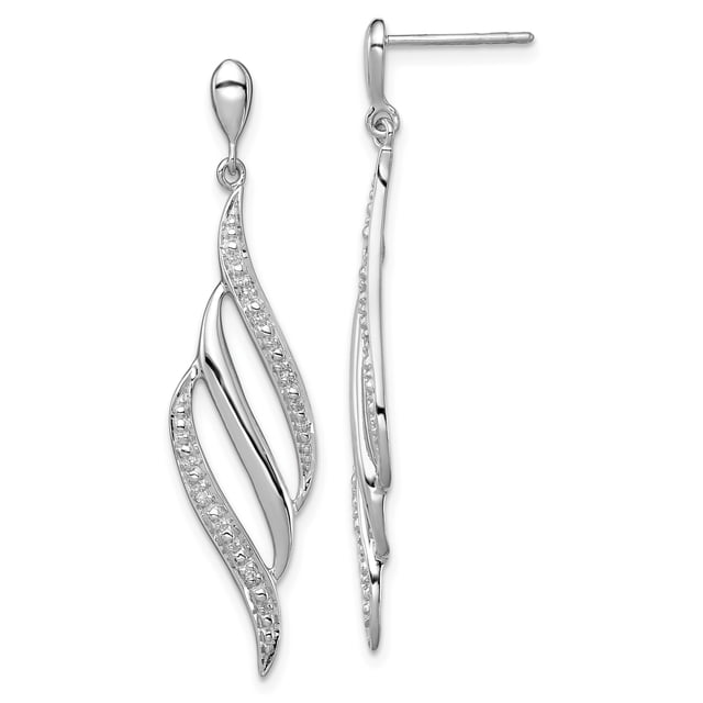 925 Sterling Silver Diamond Swirl Post Dangle Earrings Drop
