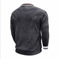 thumbnail image 6 of Generic Men's Ribbed Long Sleeve Polo Shirts V-Neck Textured Solid Color Pullover Casual Corduroy Texture Sweatshirt, 6 of 7