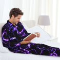 thumbnail image 6 of Salouo Galaxy Lightning Print Button-Front Long Sleeve Pajama Set for Men, Soft 2Pjs Men's Long Sleeve Sleepwear-Medium, 6 of 7