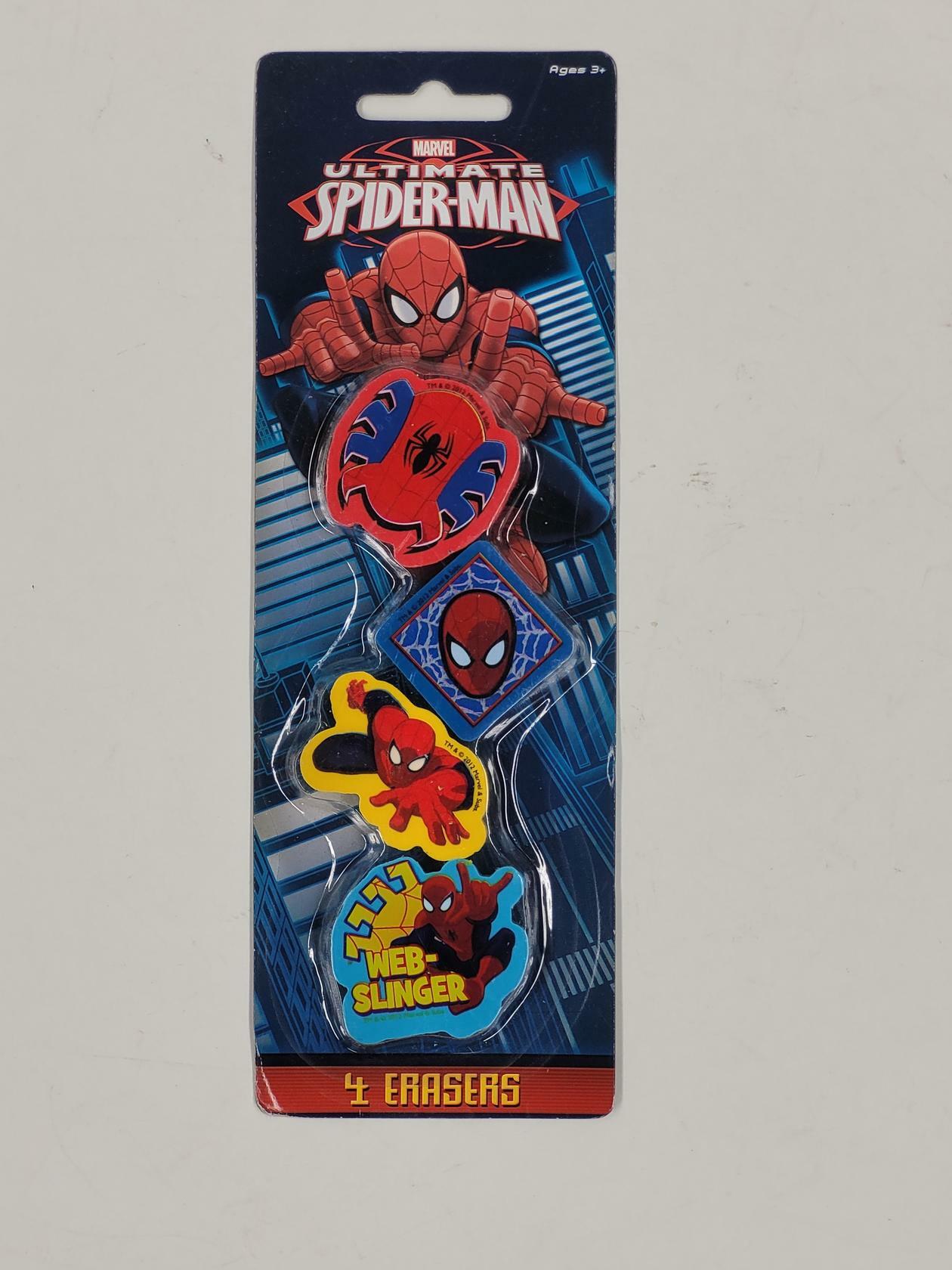 Spiderman Erasers 4 Pack Ages 3 +