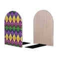 thumbnail image 2 of Susaid Mardi Gras4 Print Wooden Bookends Decorative Book Ends for Shelves Heavy Books Holder Organizer Non-Slip Desk Book End for Kids Room Office School 1 Pairs, 2 of 8