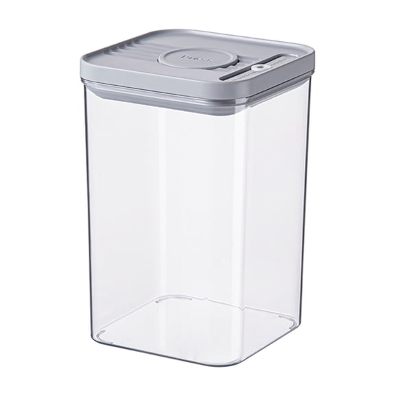 PET Clear Plastic Airtight Food Storage Container, Push Button Seal Canister for Dry Goods, Kitchen Pantry Organization, A, by Zovey