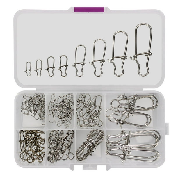 100pcs Fishing Snaps Clip 0#-8# Stainless Steel Fishing Clips Swivels  Fishing Tackle For Trout Baits Pike Bass