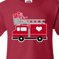 thumbnail image 4 of Inktastic Valentine's Day Red Firetruck with Pink Hearts Youth T-Shirt, 4 of 5