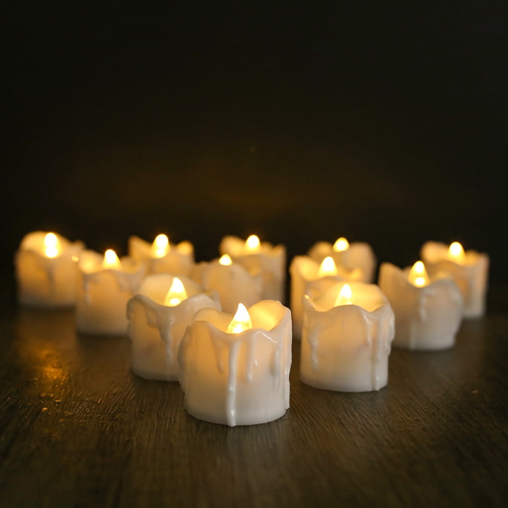 12PCS Flameless Candles Battery Operated Realistic Candle Flickering Bulb Warm White Tea Light with Remote Control Best for Holiday Decoration Party Wedding