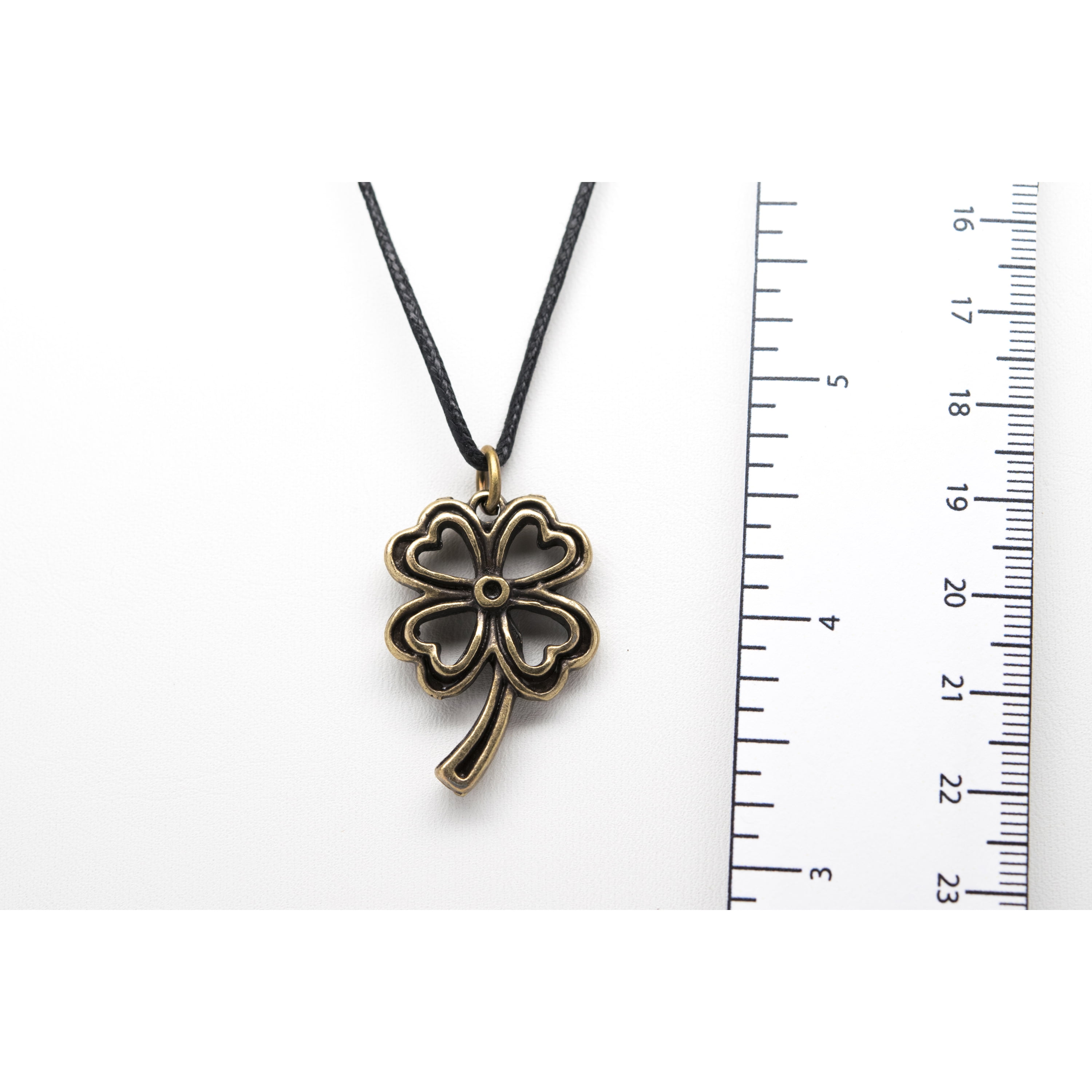 Four Leaf Clover Unisex Necklace with Black Cord 