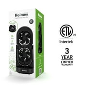 Holmes 13 DuoBreeze Desk Fan, Dual Blade, 3-Speed, Timer, Tilt, CleanBreeze, Black