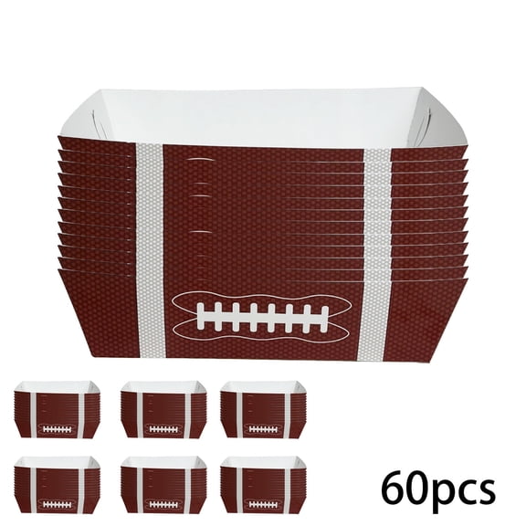 Yangka Kitchen 60pcs Disposable Paper Fry Trays, Football Shaped Snack Containers for Party Food Serving, Versatile Holiday Gathering Essential