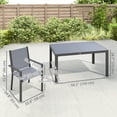 thumbnail image 2 of 7-Piece Outdoor Dining Set, Grey Rectangular Table and 6 Stackable Mesh Chairs, Powder-Coated Steel Frame, for Backyard, Patio, Deck, Balcony and Pool Side, 59" Table Length, 2 of 4