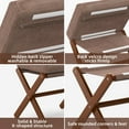 thumbnail image 5 of Foldable Foot Stool Ottoman, Modern Foot Rest with Bamboo X Legs & Thick Foam Cushion, Folding Foot Stools Small Padded for Bedroom Living Room, Makeup Vanity Stool Chair (Brown - Brown), 5 of 18