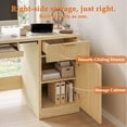 thumbnail image 6 of Waleaf 55" Computer Desk with Drawers & Storage Shelves, Modern Home Office Desk with Keyboard Tray, Sturdy Wood Study Writing Desk for Bedroom Living Room（Oak）, 6 of 8